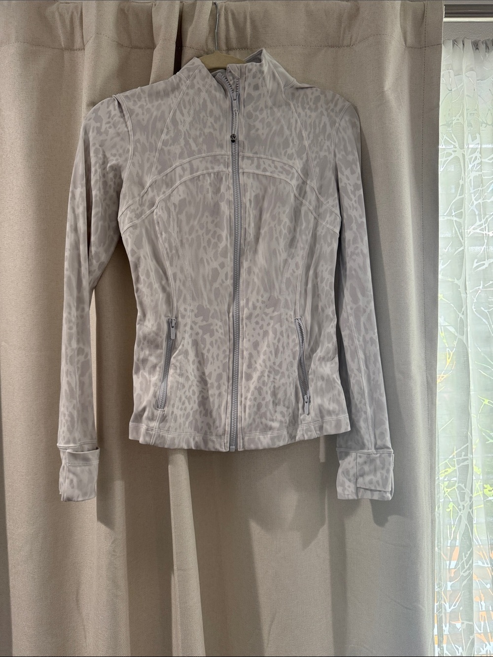 lululemon athletica Light Gray Animal Print Zip-Up Hoodie